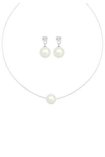 ELLI Schmuckset Muschelkernperle Zirkonya 925 Gümüş