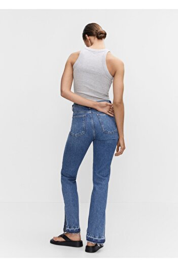 MANGO Woman Yırtmaçlı Yüksek Belli Düz Kesim Jean