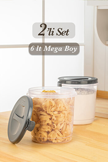 Meleni Home 2 Pieces Flour Pasta Pulses Storage Container - Transparent Storage Box 2x 6 Lt