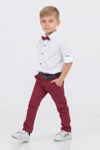 Gold Class Kidswear Leaf Patterned Shirt and Bow Tie Boy's Suit