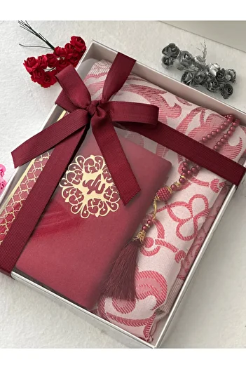Markapolin 3 Piece Prayer Mat Set Claret Red Color