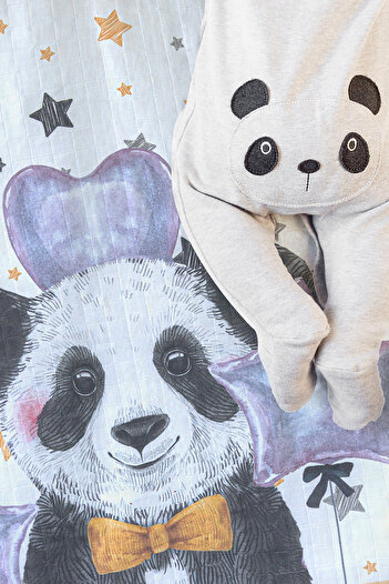 Nilue Fashion Panda Muslin Blanket - 100% Organic Muslin Cotton
