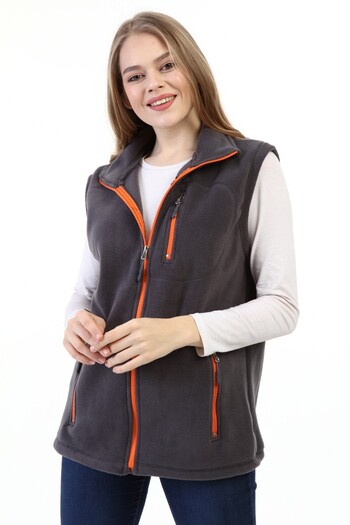 GENIUS STORE Store Women's Fleece Vest Full Zipper Outdoor Sports Vest 3 Pockets