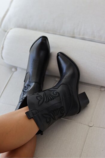 selinshoes Lova Cowboy Black Women's Boots