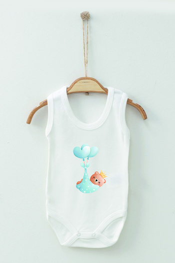 ADABEBEK 100% Cotton Organic Sleeping Bear Strap Badi Baby Bodysuit