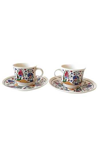 kapadokyahediyelik Tile Themed Porcelain Double Coffee Set