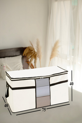 NUTEX 5 Pieces - Belted Windowed Pillow-quilt Storage 75 X 40 X 40 Cm (WHITE)