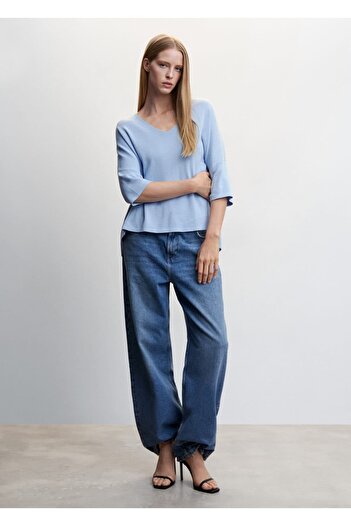 MANGO Woman Three-Quarter Sleeve Oversize Sweater