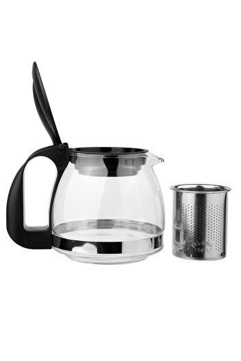 Karçiçeği Home Süzgeçli Siyah Kulplu Cam Çaycı Demliği 700 ml
