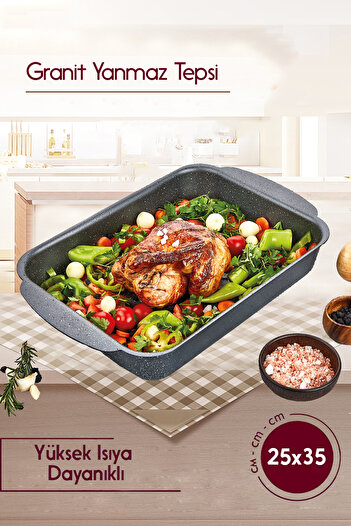 FİTHOME 25x35 CM DÖKÜM GRANİT YANMAZ YAPIŞMAZ FIRIN TEPSİSİ