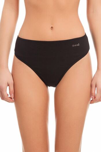 Kom Women's Black Basic 2-Piece Slip Panties Cotton