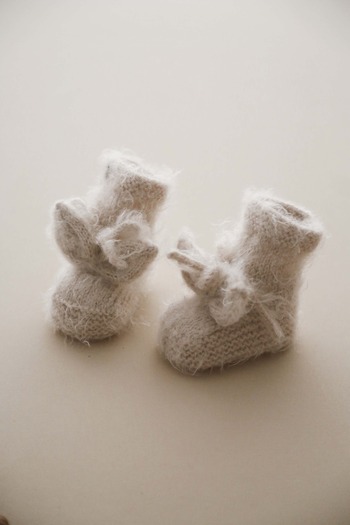OhlalaKoala Beige Rabbit Ear Knitted Booties Baby 0-12 Months