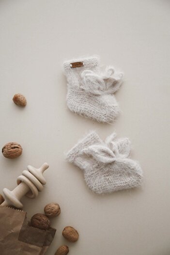 OhlalaKoala Beige Rabbit Ear Knitted Booties Baby 0-12 Months