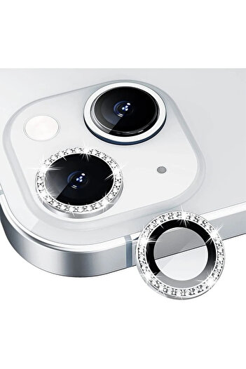 Merwish Apple iPhone 11/12/12 Mini - Jewelled Camera Lens, Protective Eyepiece Lens, Silver
