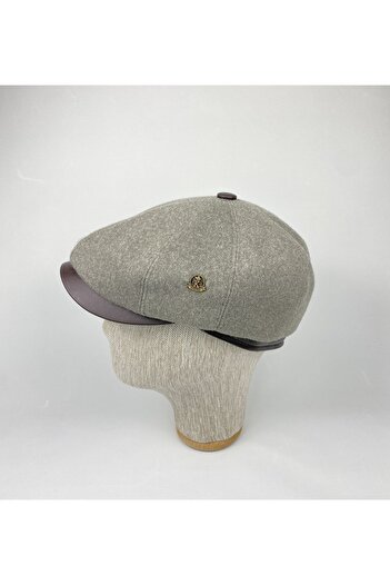 KARNAS ŞAPKA Men's Leather Detailed Woolen Winter Cap