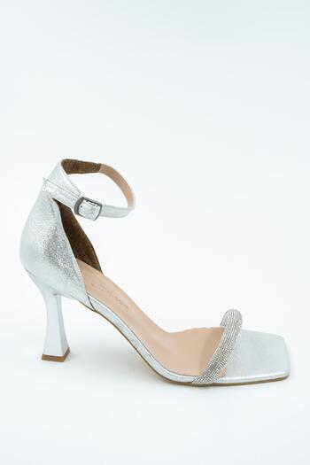 Modabuymus Silver Stoned Single Band Goblet Heeled Evening Dress Shoes - Toffy