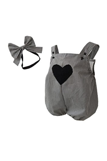 Shecco Babba Shorts Jumpsuit Bandana Black and White, Baby Girl Birthday Jumpsuit, Baby Jumpsuit Models