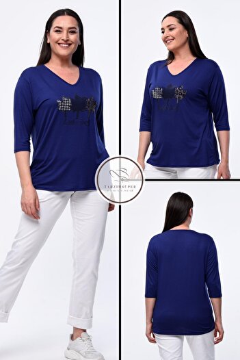tarzımsüper Plus Size New Season Casual Comfort Μοντέλο με μοτίβο πέτρας με στάμπα με μισό μανίκι Mother 4 Seasons Μπλούζα