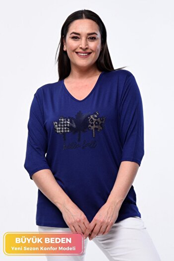 tarzımsüper Plus Size New Season Casual Comfort Μοντέλο με μοτίβο πέτρας με στάμπα με μισό μανίκι Mother 4 Seasons Μπλούζα