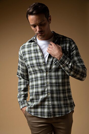 DeFacto Modern Fit Flannel Long Sleeve Shirt
