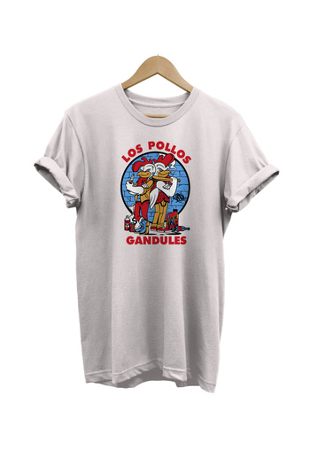 remonz Los Pollos Printed 100% Cotton Oversize White T-shirt