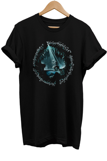 remonz Lotr Lord of the Rings Gollum Printed 100% Cotton Oversize Black T-shirt