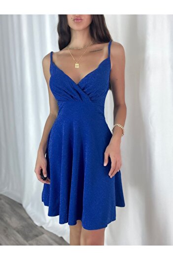 Secret Passion Lingerie Φωτεινό ελαστικό μπλε κρεπ ύφασμα με διπλό στήθος με λουράκι λαιμόκοψης βραδινό φόρεμα και φόρεμα επιστροφής στο σπίτι 582526   700