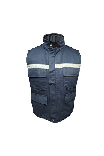 Çamdalı İş Elbiseleri Work Vest Quilted and Reflective Navy Blue Thick Worker Vest