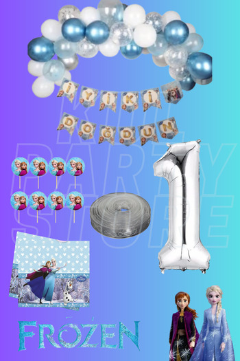 FOKUL Frozen Elsa Anna Frozen Snow Queen 1 Year Old Birthday Party Supplies Concept Set