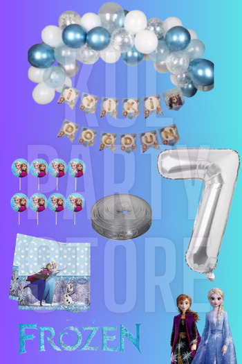 FOKUL Frozen Elsa Anna Snowland Queen of the Snow 7 Years Birthday Party Supplies Concept Set