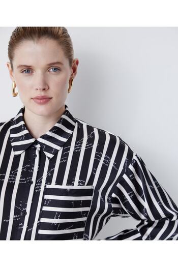 MISS IPEKYOL Line pattern slogan printed shirt