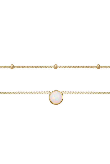 ELLI Náhrdelník Ladies Choker Satte Chain Layer Trend se syntetickým opálem ze stříbra 925