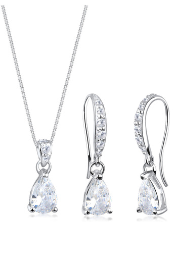 ELLI Schmuckset Tropfen Zirkonia 925 Sterling Silber