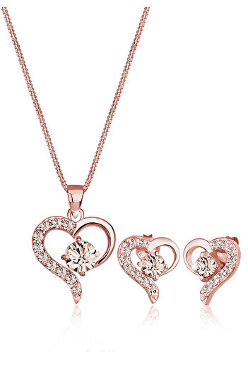 ELLI Schmuckset Herz Kristal Edel 925 Gümüş