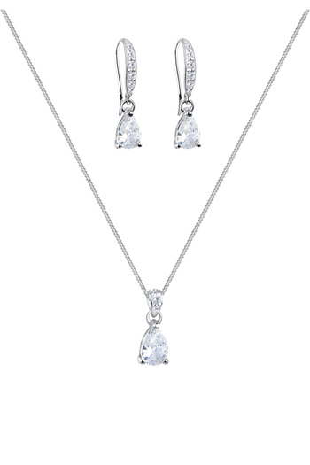 ELLI Schmuckset Tropfen Zirkonia 925 Sterling Silber