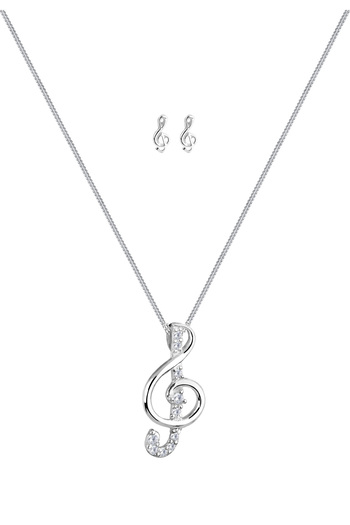 ELLI Schmuckset Notenschlüssel Zirkonya 925 Ayar Gümüş