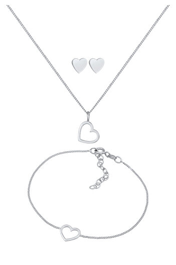 ELLI Schmuckset Herz Liebe Cut Out Trend Valentinstag 925 Silber