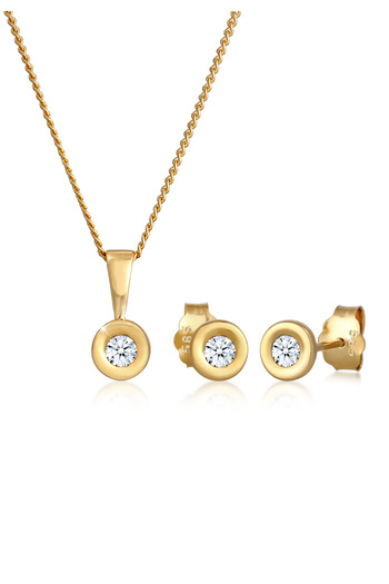 ELLI Schmuckset Solitär Klassisch Diamant (0,23 ct.) 585 Gelbgold