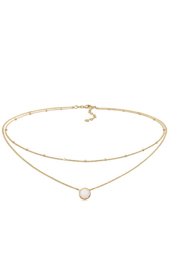 ELLI Náhrdelník Ladies Choker Satte Chain Layer Trend se syntetickým opálem ze stříbra 925