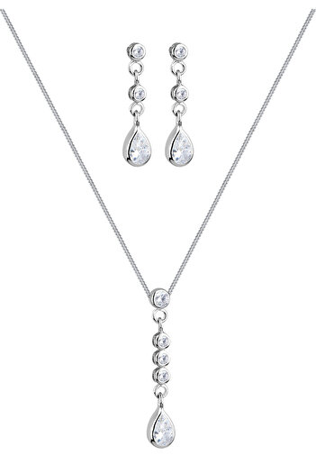 ELLI Schmuckset Tropfen Zirkonia 925 Sterling Silber