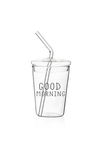 The Mia Good Morning Borosilicate Glass Cup with Straw 300 ml