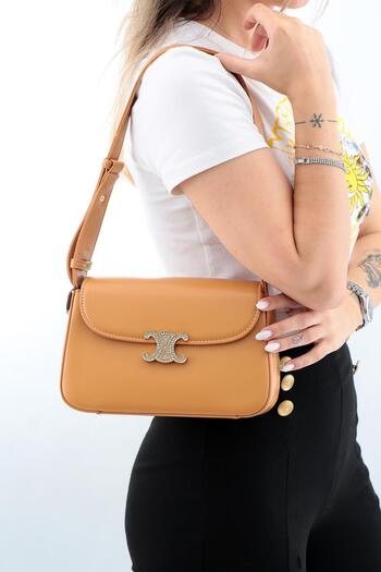 Matthew Cox Matthewcox Stone Buckle Detail Women's Shoulder Bag Byn999 Camel