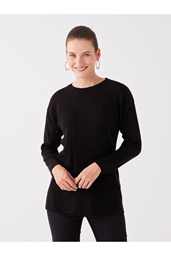 LC Waikiki Women's Knitwear Sweater - Crew Neck, Solid Long Sleeve