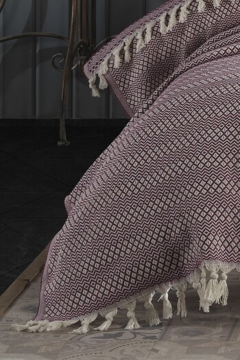 Lux Touch Azure Plum Single Duvet Cover 145 x 200 cm Bed Armchair Sofa Armchair Cover Cotton Tassels