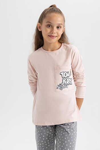 DeFacto Kız Çocuk Tom & Jerry Uzun Kollu Pijama Takımı