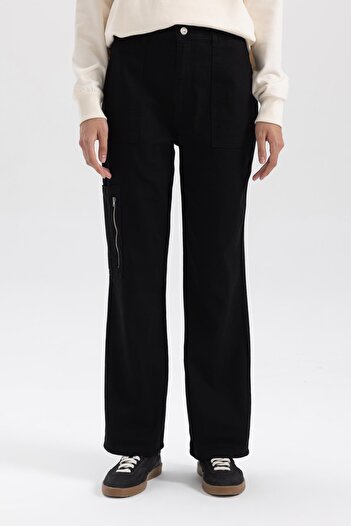 DeFacto Wide Leg Geniş Paça Kargo Cepli Gabardin Pantolon B2694ax23au