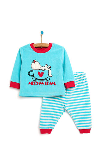 ebebek Hello Baby Zamatová pyžamová súprava HelloBaby Zamatová pyžamová súprava pre dievčatko