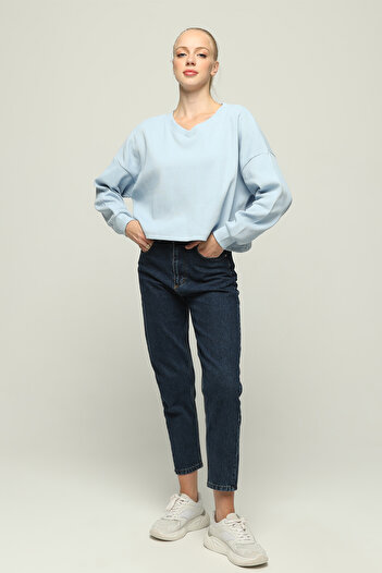 Owut Collection Women's V-Neck Long Sleeve Oversize Special Fabric Blouse