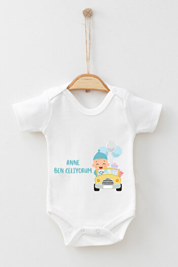 ADABEBEK 100% Cotton Organic Mom I'm Coming Short Sleeve Badi Baby Bodysuit