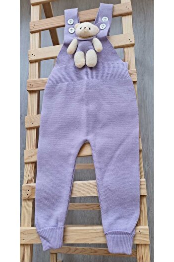 Nimini Kids New Season Teddy Bear Detailed Adjustable Strap Knitted Jumpsuit Salopet (0-5 years)